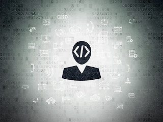 Image showing Programming concept: Programmer on Digital Data Paper background