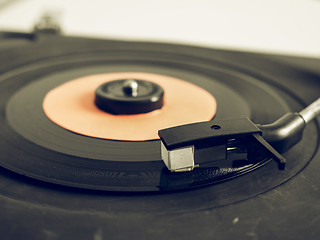 Image showing Vintage looking Vinyl record on turntable