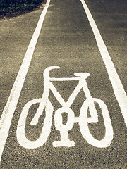 Image showing Vintage looking Bike lane sign