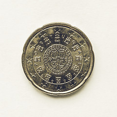 Image showing Vintage Portuguese 20 cent coin