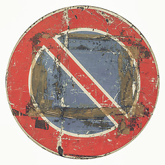 Image showing Vintage looking No parking sign isolated