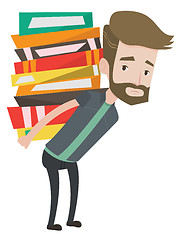 Image showing Student with pile of books vector illustration.