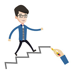 Image showing Businessman running up the career ladder.