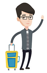 Image showing Young man hitchhiking vector illustration.