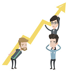 Image showing Three businessmen holding growth graph.