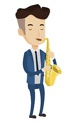 Image showing Musician playing on saxophone vector illustration.