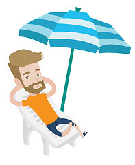 Image showing Man relaxing on beach chair vector illustration.