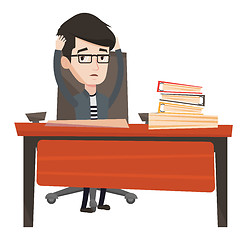 Image showing Stressful employee sitting at workplace.