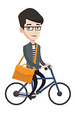 Image showing Businessman riding bicycle vector illustration.