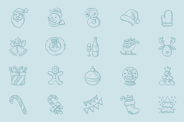 Image showing Vector sketch icon set for christmas greeting card