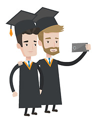 Image showing Graduates making selfie vector illustration.