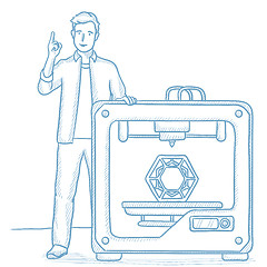 Image showing Man with three D printer vector illustration.