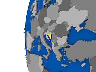 Image showing Bosnia on globe