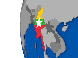 Image showing Myanmar on globe