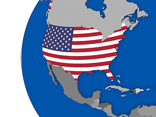 Image showing USA on globe