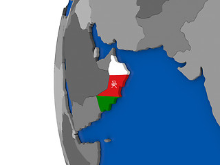 Image showing Oman on globe