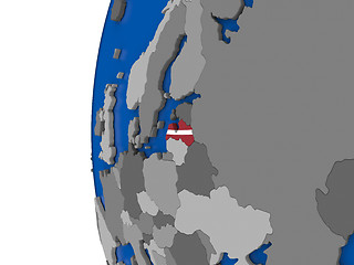 Image showing Latvia on globe