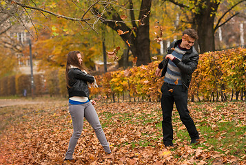 Image showing Happy young Couple in Autumn Park