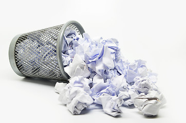 Image showing Garbage bin with paper waste