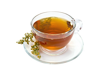 Image showing Tea with wormwood in glass cup