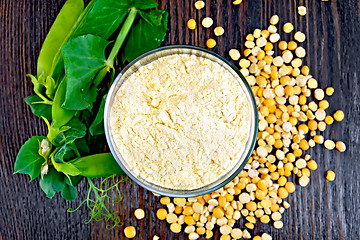 Image showing Flour pea in glassful on board top