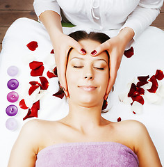 Image showing stock photo attractive lady getting spa treatment in salon, heal