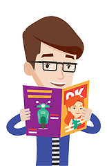 Image showing Man reading magazine vector illustration.