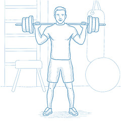 Image showing Man lifting barbell in the gym vector illustration