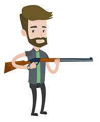 Image showing Hunter ready to hunt with hunting rifle.