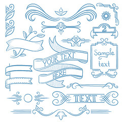 Image showing Set of vintage ribbons, frames and elements.