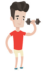 Image showing Man lifting dumbbell vector illustration.