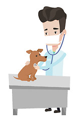 Image showing Veterinarian examining dog vector illustration.