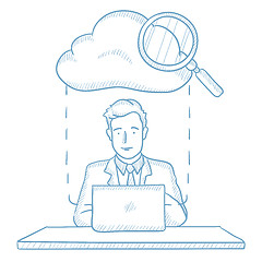 Image showing Businessman and cloud computing technology.