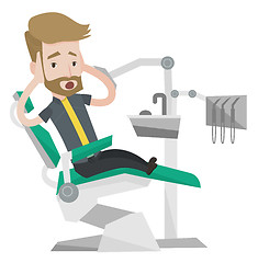 Image showing Scared patient in dental chair vector illustration