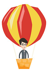 Image showing Man flying in hot air balloon vector illustration.