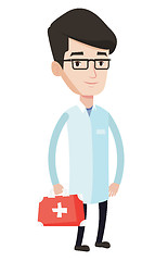 Image showing Doctor holding first aid box vector illustration.