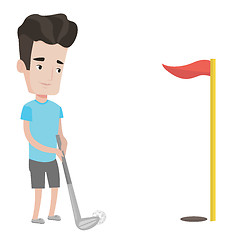 Image showing Golfer hitting the ball vector illustration.