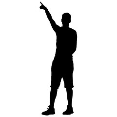 Image showing Black silhouettes man with arm raised. illustration