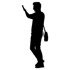 Image showing Black silhouettes man with arm raised. illustration