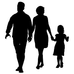 Image showing Silhouette of happy family on a white background. illustration.