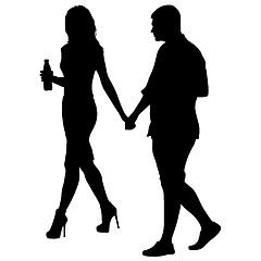 Image showing Couples man and woman silhouettes on a white background. illustration