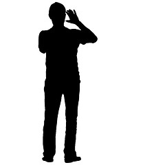 Image showing Black silhouettes man on white background. illustration