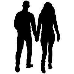 Image showing Couples man and woman silhouettes on a white background. illustration