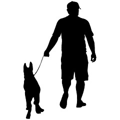 Image showing Silhouette of people and dog. illustration