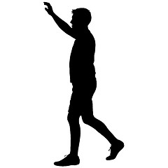 Image showing Black silhouettes man with arm raised. illustration