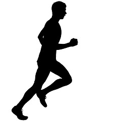 Image showing Silhouettes. Runners on sprint, men. illustration