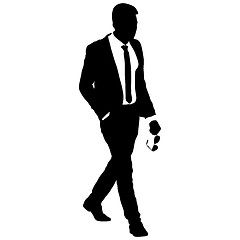 Image showing Silhouette businessman man in suit with tie on a white background. illustration