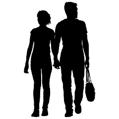 Image showing Couples man and woman silhouettes on a white background. illustration