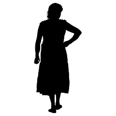 Image showing Black silhouettes of beautiful woman on white background. illustration