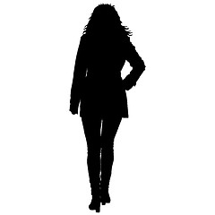 Image showing Black silhouettes of beautiful woman on white background. illustration